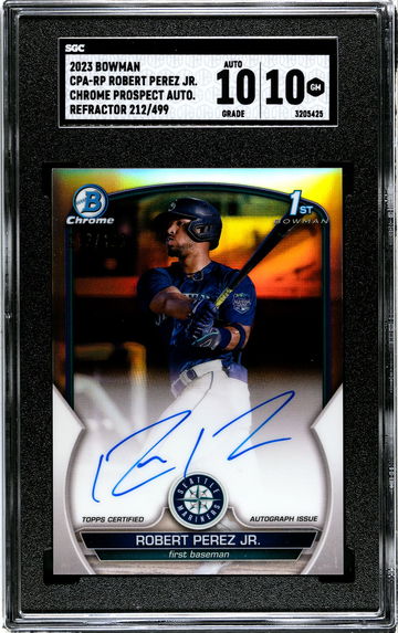 2023 Bowman Chrome 1st Robert Perez Jr Auto Refractor #'d /499 SGC 10/10 GEM MINT Seattle Mariners