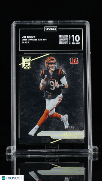 2024 Donruss Elite Joe Burrow #54 Black /25 Short Print TAG 10