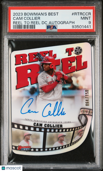 2023 Bowman's Best Reel To Reel Die-Cuts Autographs Cam Collier #RTRCCR /150 PSA 9