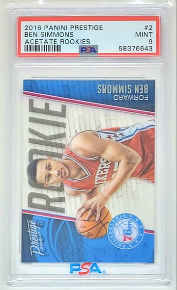 2016 PRESTIGE ACETATE BEN SIMMONS SP RC #2 PSA 9 MINT SIXERS NETS RARE ROOKIE