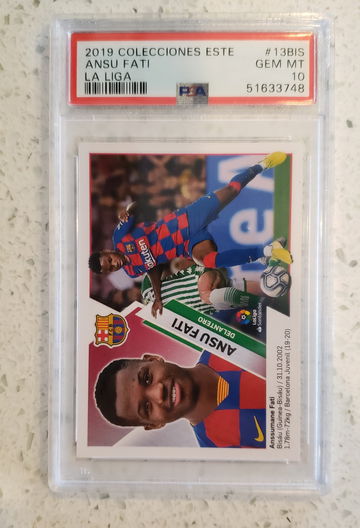 2019 Colecciones Este La Liga Ansu Fati Rookie Sticker PSA 10