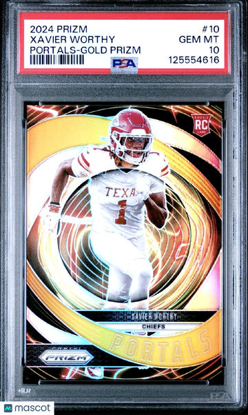 2024 Panini Prizm Xavier Worthy #10 Gold Prizm Parallel/Variety Rookie Insert PSA 10