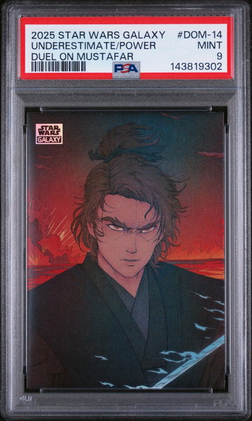 2025 Topps Chrome Star Wars Galaxy Duel On Mustafar You Underestimate My Power #DOM-14 PSA 9