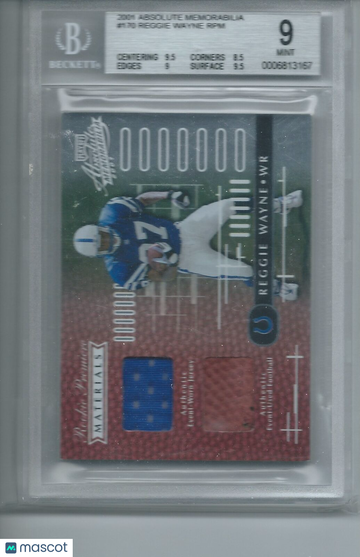 2001 Absolute Memorabilia Reggie Wayne RPM #170 BGS 9
