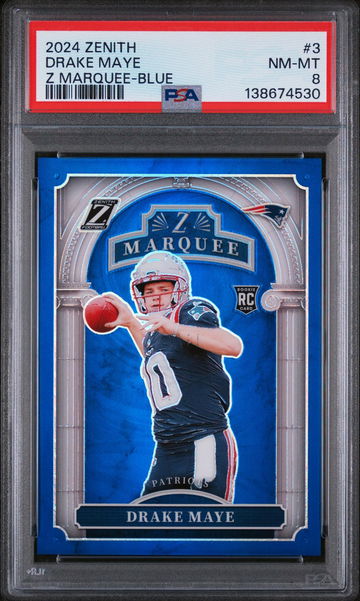 2024 Panini Zenith Z Marquee Blue Drake Maye #3 /25 PSA 8