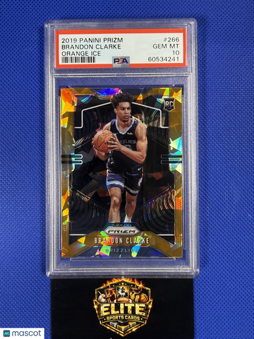 2019 Panini Prizm Brandon Clarke #266 Orange Ice Rookie PSA 10