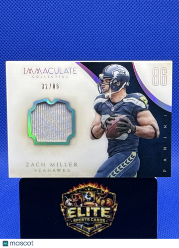 2014 Panini Immaculate Collection Zach Miller #IN-ZM Immaculate Numbers Memorabilia SN MEM