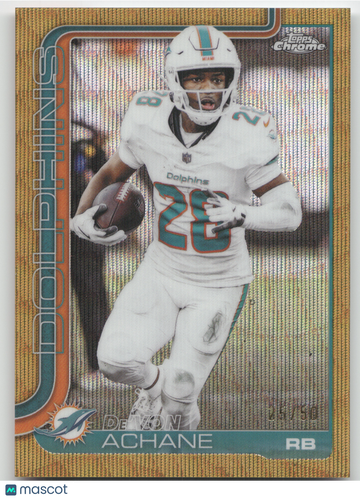 2025 Topps Chrome De'Von Achane #188 Gold Wave /50