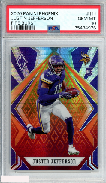 2020 PANINI PHOENIX JUSTIN JEFFERSON #111 FIRE BURST ROOKIE RC PSA 10 GEM MT
