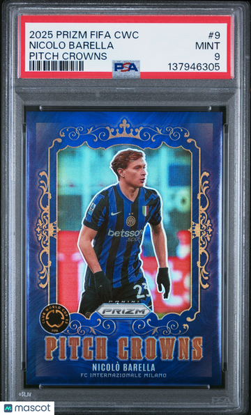 2025 Panini Prizm FIFA Club World Cup Pitch Crowns Nicolo Barella #9 PSA 9