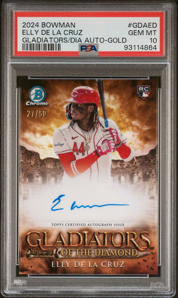2024 Bowman Gladiators of the Diamond Autographs Gladiators/Dia Auto-Gold Elly De La Cruz #GDAED /50 PSA 10