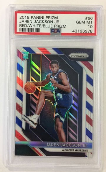 2018-19 Prizm Jaren Jackson Jr Red White Blue Prizm Rookie card #66 PSA 10 GEM MINT
