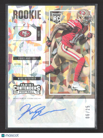 2017 Panini Contenders Football Rookie Ticket Kendrick Bourne #243 Cracked Ice /25 RC