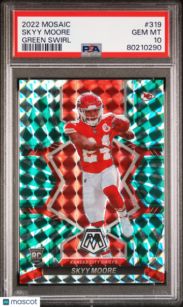 2022 Panini Mosaic Skyy Moore #319 Green Swirl PSA 10