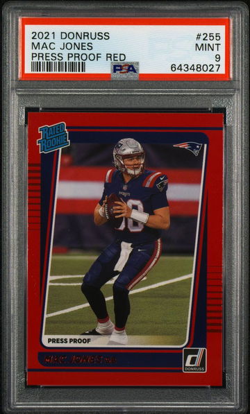 2021 Donruss Mac Jones Press Proof Red RC PSA 9