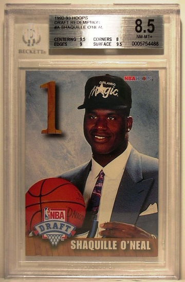 1992-93 NBA HOOPS DRAFT REDEMPTION #A SHAQUILLE O'NEAL ROOKIE BGS 8.5 NM-MT +