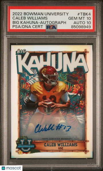 2022 Bowman University The Big Kahuna Caleb Williams #TBK4 Autograph /150 PSA 10 Auto 10
