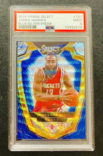 2014-15 Panini Select JAMES HARDEN Blue/Silver/Gold Prizm PSA 9 POP 1