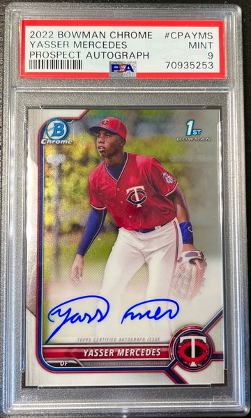 2022 Bowman Chrome Yasser Mercedes Twins Autograph PSA 9