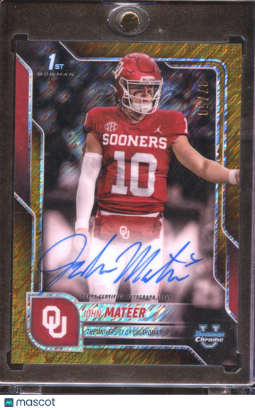 2025 Bowman University Chrome Football John Mateer #BCA-JM Gold Shimmer Refractor Autograph Variation