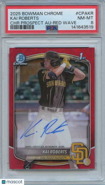 2025 Bowman Chrome Kai Roberts #CPAKR Chrome /5 PSA 8