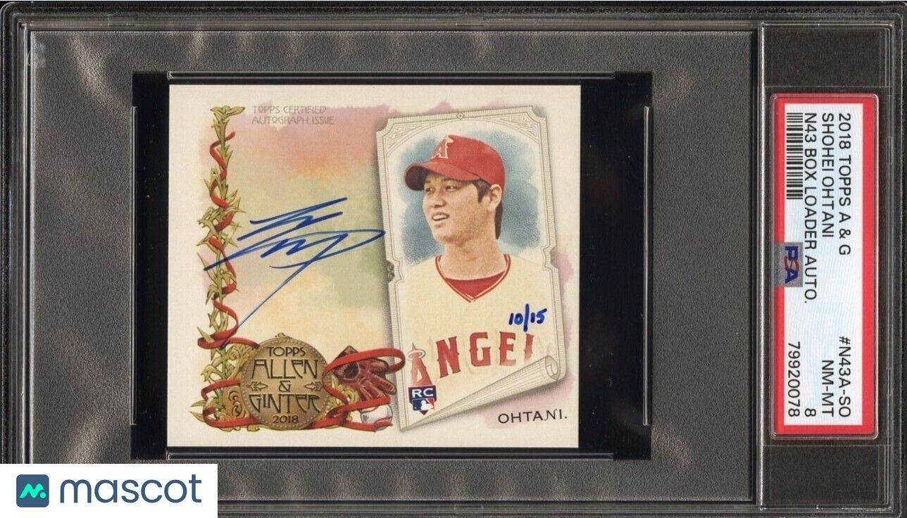 SHOHEI OHTANI 2018 TOPPS ALLEN & GINTER AUTO BOX TOPPER SP #/15 ROOKIE PSA 8 RC