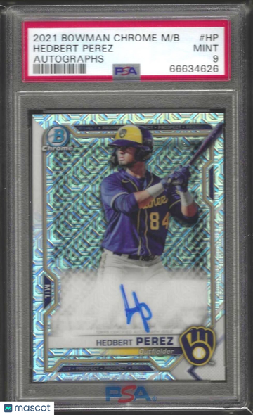 2021 Bowman Chrome Mega Box Autographs Hedbert Perez #HP PSA 9
