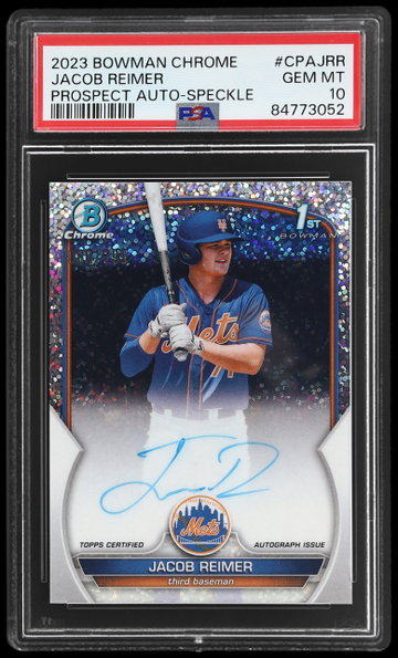 2023 Bowman Chrome Jacob Reimer Prospect Autograph Speckle Refractor PSA 10