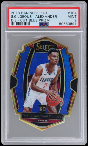 2018 Panini Select Shai Gilgeous-alexander Premier Level Die Cut Blue Prizm PSA 9 RC