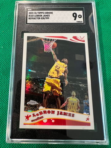 2005 topps chrome refractor Lebron James #102 sgc 9 /999