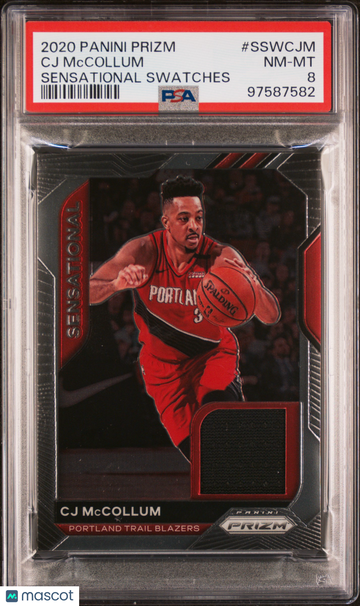 2020 Panini Prizm Sensational Swatches CJ McCollum #SSWCJM PSA 8