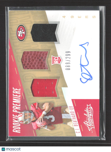 2017 Panini Absolute Football Rookie Premiere C.J. Beathard #228 Triple Relic Patch RC Memorabilia