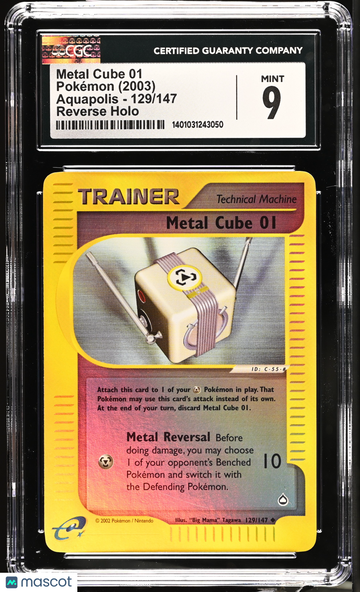 2003 Pokemon Aquapolis Metal Cube 01 Reverse Holo 129/147 CGC 9 #129/147