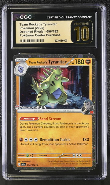 2025 Pokemon Center #096/182 Team Rocket's Tyranitar Destined Rivals CGC 10
