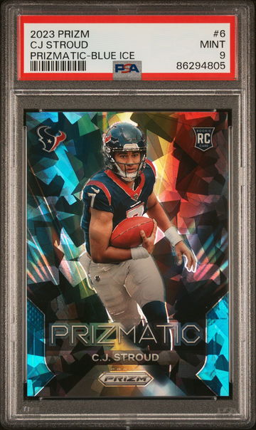 2023 PANINI PRIZM PRIZMATIC CJ STROUD BLUE ICE #6 RC ROOKIE PSA 9