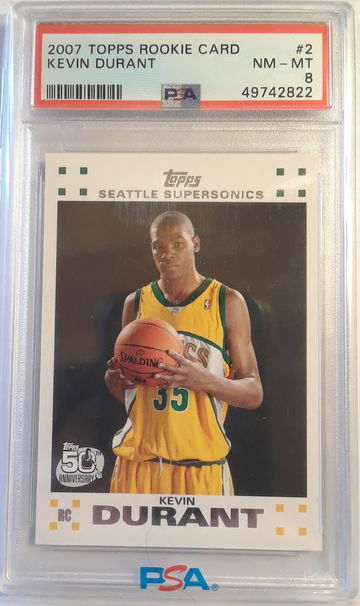 Kevin Durant 2007-08 Topps Rookie Card White Border PSA 8 NM-MT #2.
