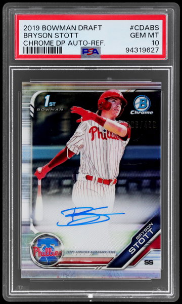 2019 Bowman Draft Bryson Stott Chrome Autograph Refractor PSA 10