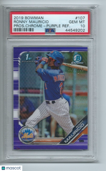 2019 Bowman Prospects Chrome Ronny Mauricio #107 Pros. Chrome Purple Refractor PSA 10
