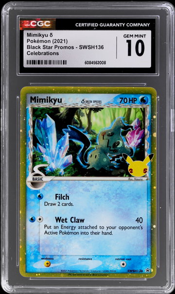 2021 Pokemon Sword And Shield Black Star Promos Mimikyu Celebrations Holo CGC 10
