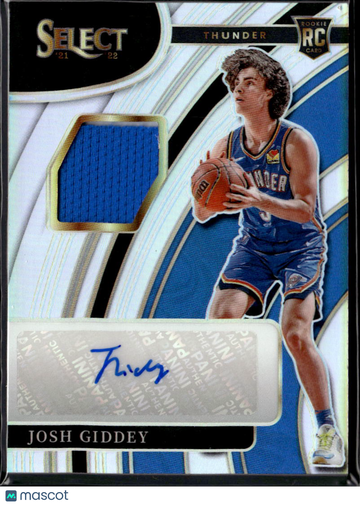 Josh Giddey 2022 Panini Select Prizm Jersey Patch RC Auto /199 Oklahoma City Thunder