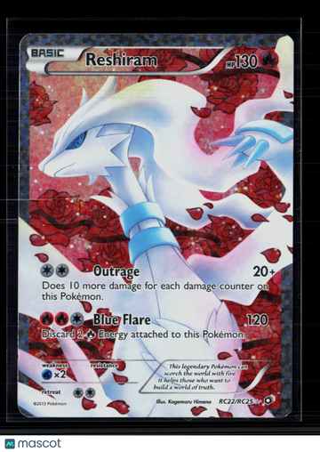 2013 Legendary Treasures Reshiram Holo Rare FA #RC22/RC25