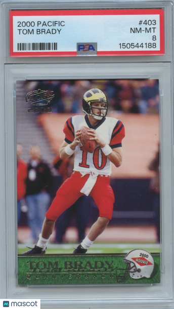 2000 Pacific Tom Brady #403 [Base] Rookie Base Set PSA 8