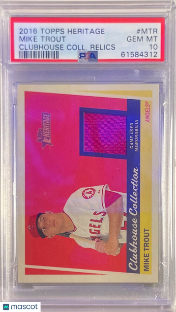 2016 Topps Heritage Clubhouse Collection Relics Mike Trout #MTR Coll. PSA 8