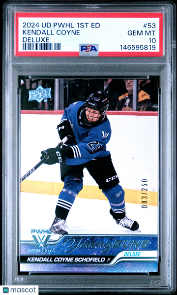2024 Upper Deck Pwhl 1st Edition Kendall Coyne #53 Deluxe Young Guns /250 Rookie PSA 10