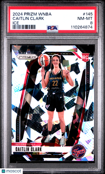 2024 Panini Prizm WNBA Caitlin Clark #145 Ice PSA 8
