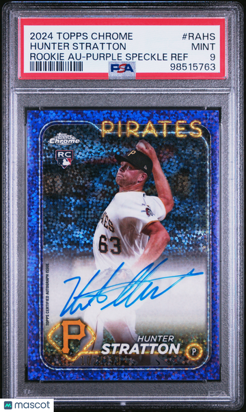 2024 Topps Chrome Rookie Autographs Hunter Stratton #RAHS Purple Speckle Ref /299 PSA 9