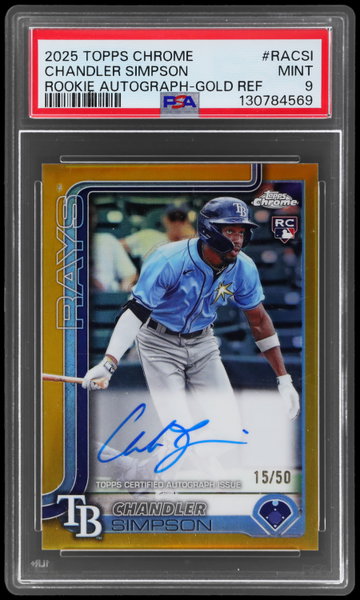 2025 Topps Chrome Chandler Simpson Rookie Autograph Gold Refractor PSA 9