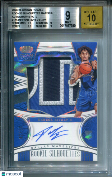 2023 Crown Royale Rookie Silhouettes Material Autographs FOTL Dereck Lively II JSY #105 BGS 9 Auto 10