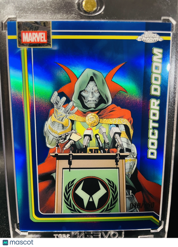 2026 Topps Chrome Marvel Blue Refractor Auto Doctor Doom 019/150 #028