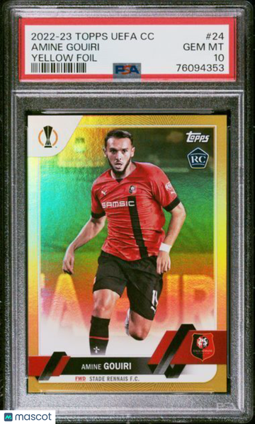 2022 Topps UEFA Club Competitions Amine Gouiri #24 Yellow Foil PSA 10